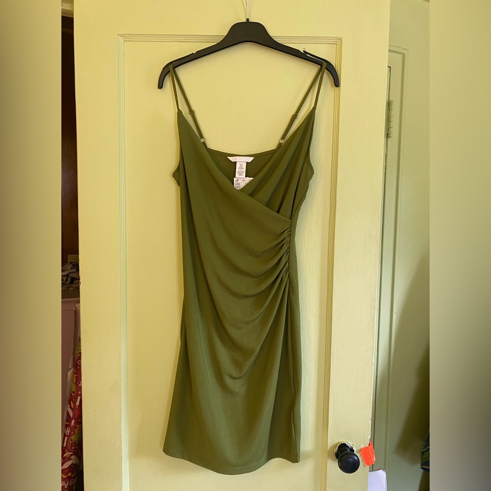 Green Crossed Midi Mini Formal Cocktail Party Wedding Dress
